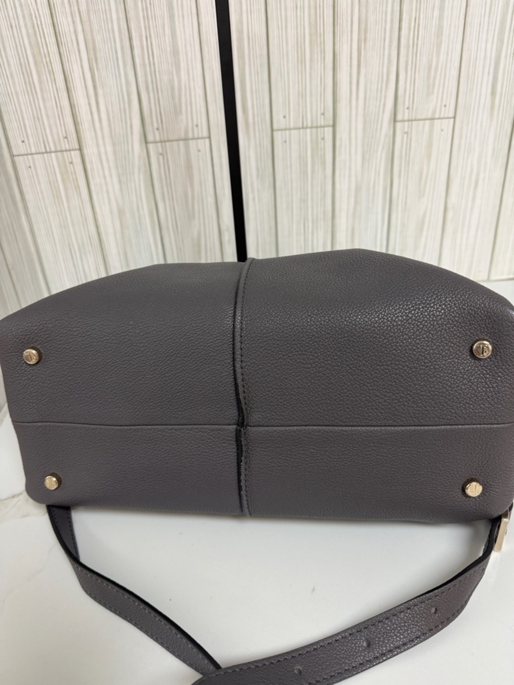Tod’s Gray Pebbled Leather Satchel Crossbody Bag  Top Handle Designer - Picture 6 of 11
